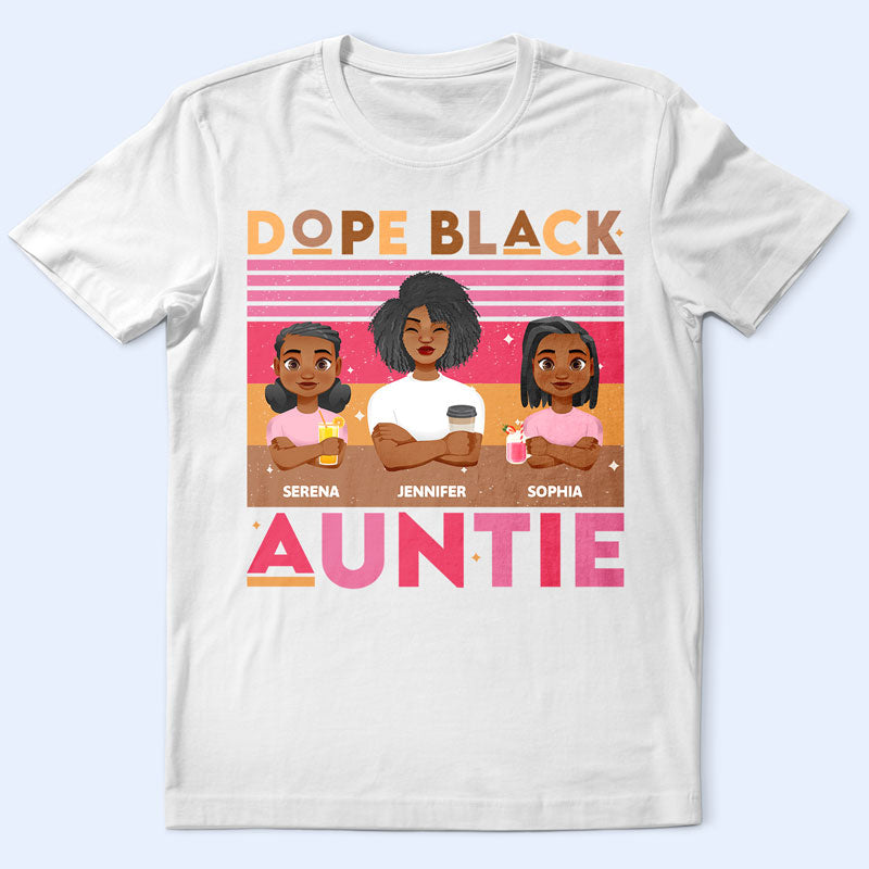 Dope Black Auntie Hot Pink Retro - Personalized T Shirt