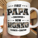 First Dad Now Papa Black World Map - Personalized Mug