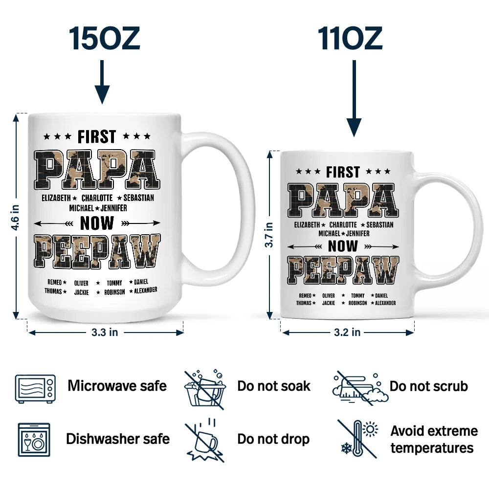 First Dad Now Papa Black World Map - Personalized Mug