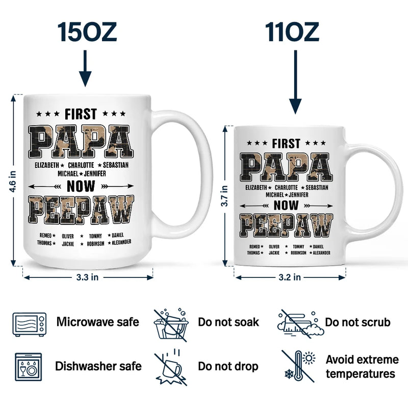 First Dad Now Papa Black World Map - Personalized Mug