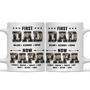 First Dad Now Papa Black World Map - Personalized Mug