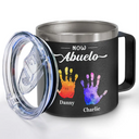 Premier papa, maintenant grand-père - Gobelet personnalisé en acier inoxydable de 14 oz avec poignée