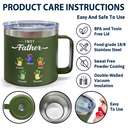 Premier papa, maintenant grand-père - Gobelet personnalisé en acier inoxydable de 14 oz avec poignée