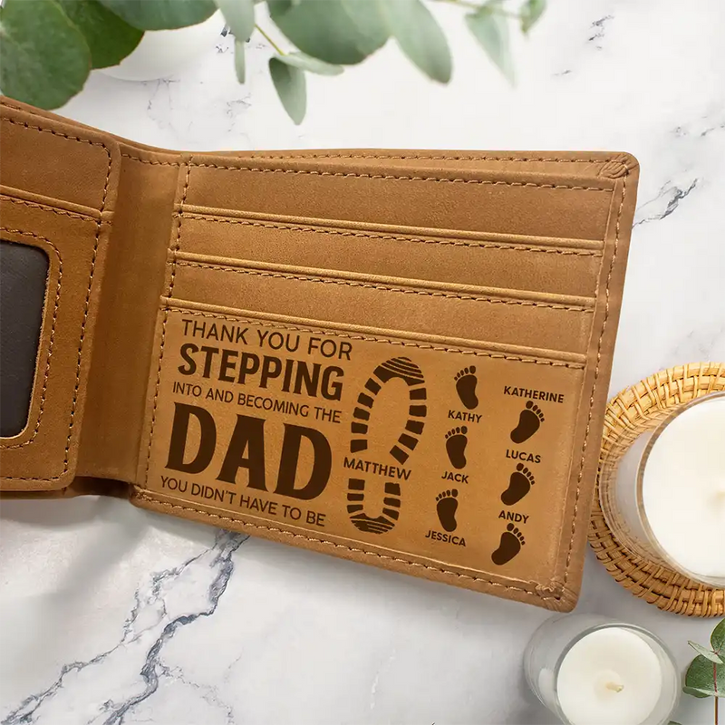 Stepdad, Bonus Dad Thank You For Stepping Into - Personalized Bifold Wallet
