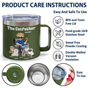 The Catfather Catmother - Personalized 14oz Stainless Steel Tumbler With Handle