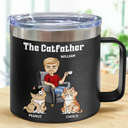 The Catfather Catmother - Personalized 14oz Stainless Steel Tumbler With Handle