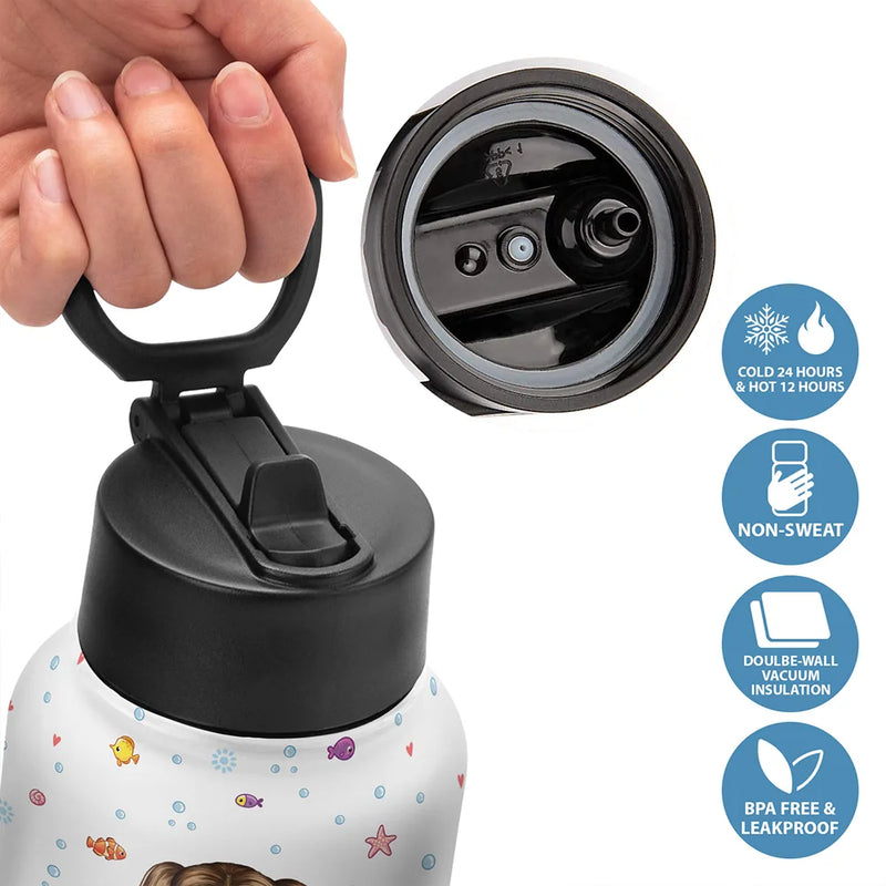 Car Mermaid Unicorn Dinosaur Astronaut Letter Kids - Personalized Kids Water Bottle