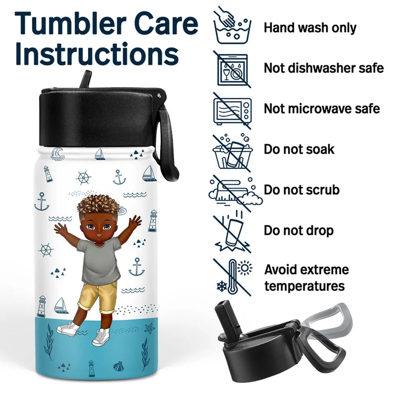 Car Mermaid Unicorn Dinosaur Astronaut Letter Kids - Personalized Kids Water Bottle