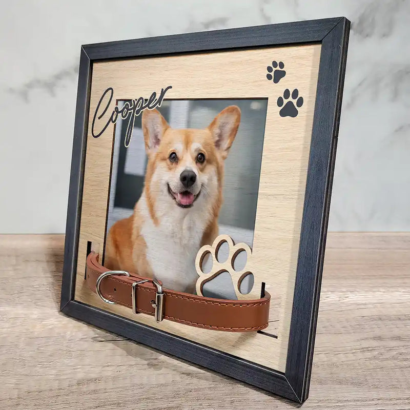 Custom Photo Dog Cat Pet Name - Personalized Pet Loss Sign, Collar Frame