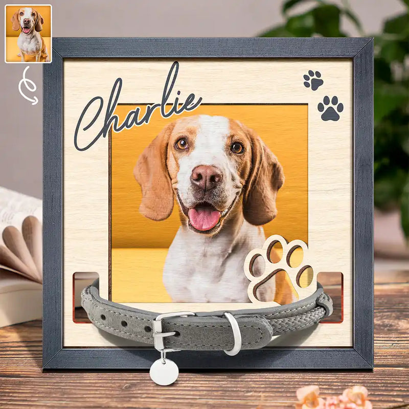 Custom Photo Dog Cat Pet Name - Personalized Pet Loss Sign, Collar Frame
