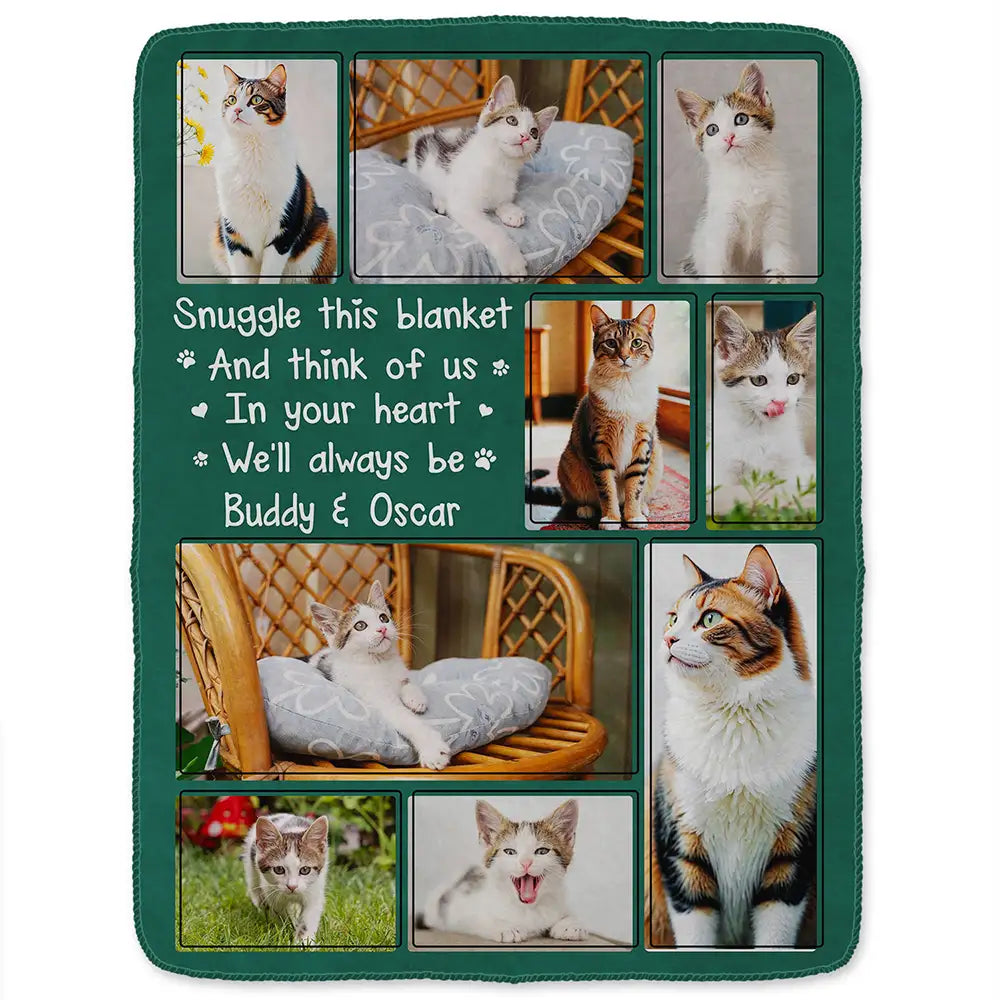 Custom Photo Snuggle This Blanket And Think Of Me Memorial - Personalized Fleece Blanket, Sherpa Blanket