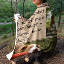 Custom Photo Snuggle This Blanket And Think Of Me Memorial - Personalized Fleece Blanket, Sherpa Blanket