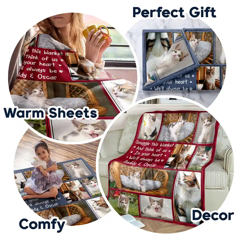 Custom Photo Snuggle This Blanket And Think Of Me Memorial - Personalized Fleece Blanket, Sherpa Blanket