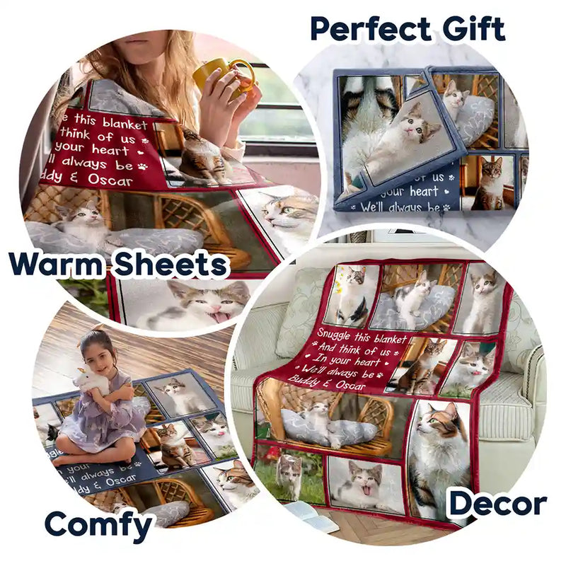 Custom Photo Snuggle This Blanket And Think Of Me Memorial - Personalized Fleece Blanket, Sherpa Blanket
