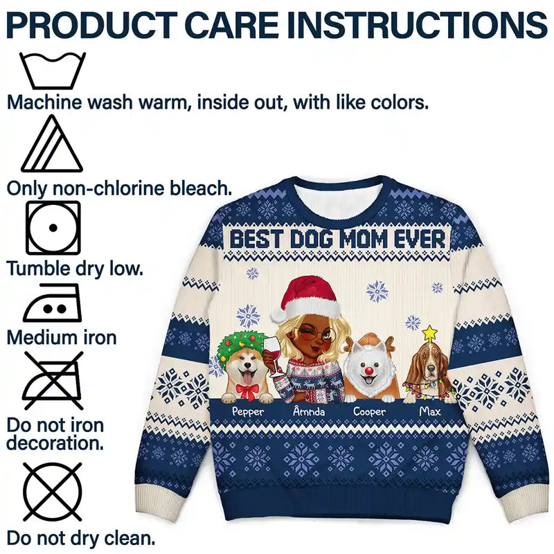 Best Dog Mom Ever Christmas - Personalized Unisex Ugly Sweater