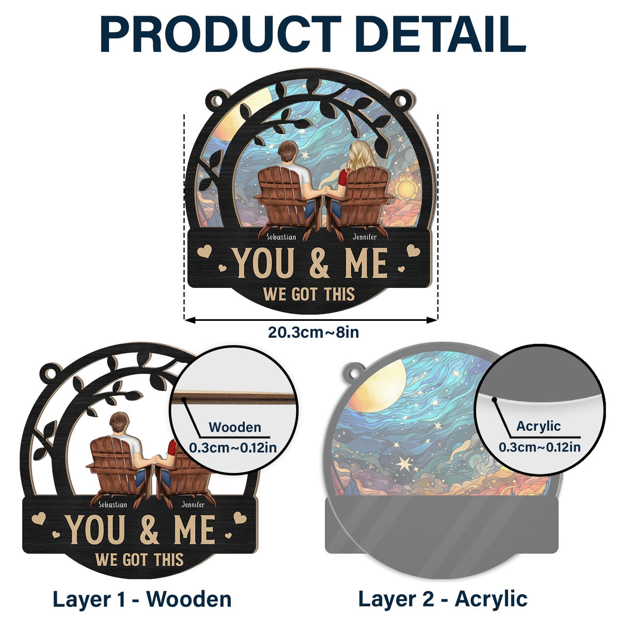 Branch Back Couple You & Me We Got This - Personalized Window Hanging Suncatcher Ornament