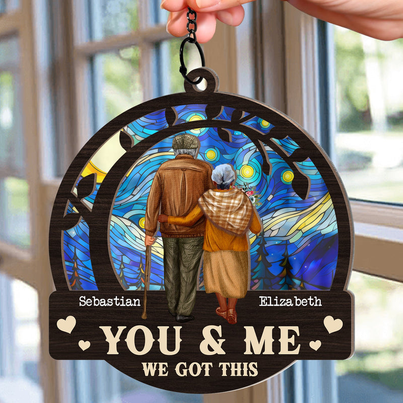 Old Couple From Our First Kiss - Personalized Window Hanging Suncatcher Ornament