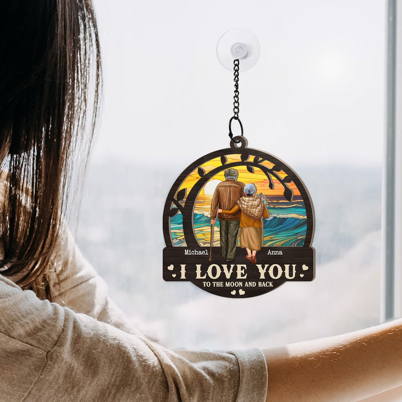 Old Couple From Our First Kiss - Personalized Window Hanging Suncatcher Ornament