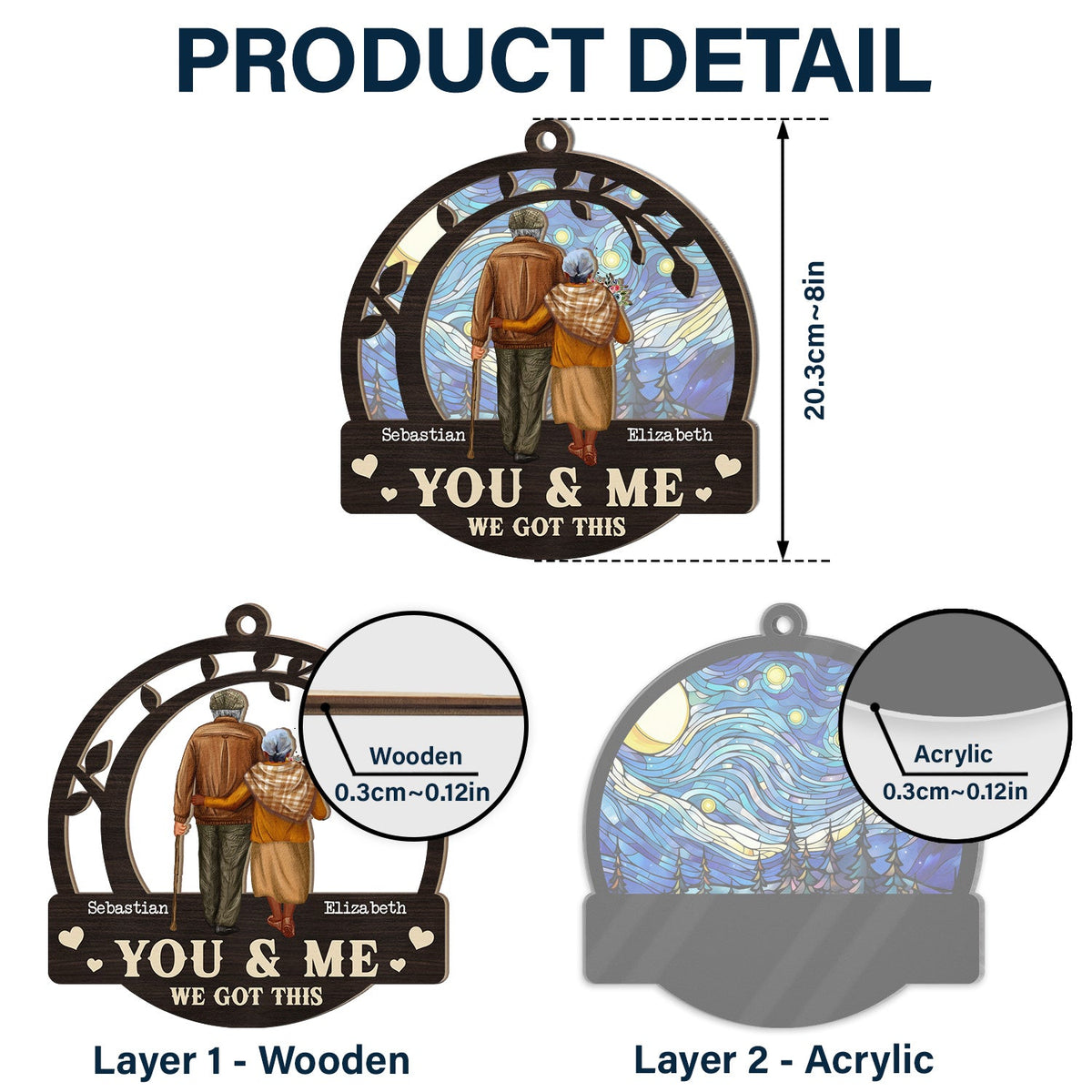 Old Couple From Our First Kiss - Personalized Window Hanging Suncatcher Ornament