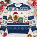 Best Cat Mom Ever Christmas - Personalized Unisex Ugly Sweater