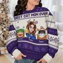 Best Cat Mom Ever Christmas - Personalized Unisex Ugly Sweater