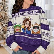 La meilleure maman chat de tous les temps pour Noël - Pull moche unisexe personnalisé 