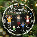 My Grandkids Grandparents Family - Personalized Circle Glass Ornament