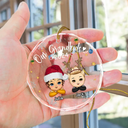 My Grandkids Grandparents Family Chibi - Personalized Circle Glass Ornament