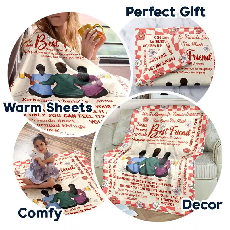 Best Friends Thanks For Being My Unpaid Therapist - Personalized Fleece Blanket, Sherpa Blanket