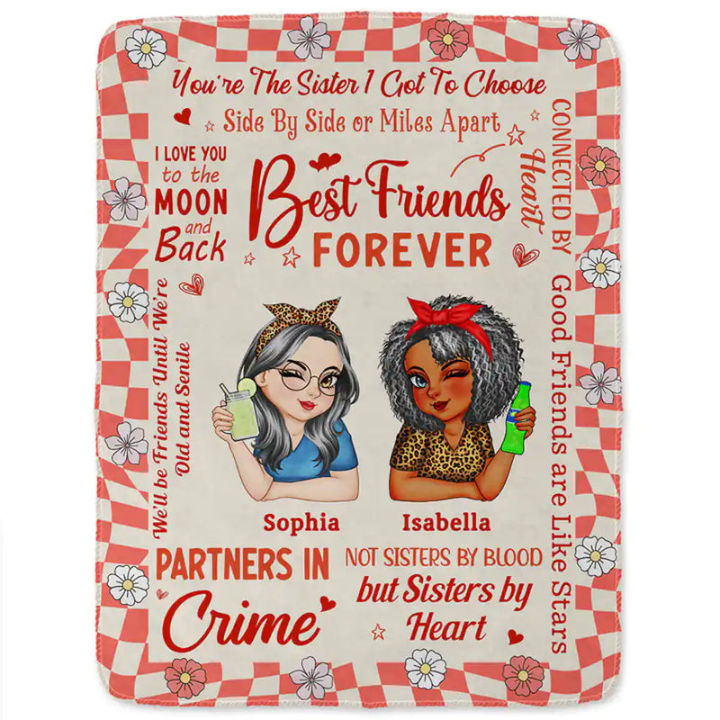 Best Friends Forever Partners In Crime - Personalized Fleece Blanket, Sherpa Blanket