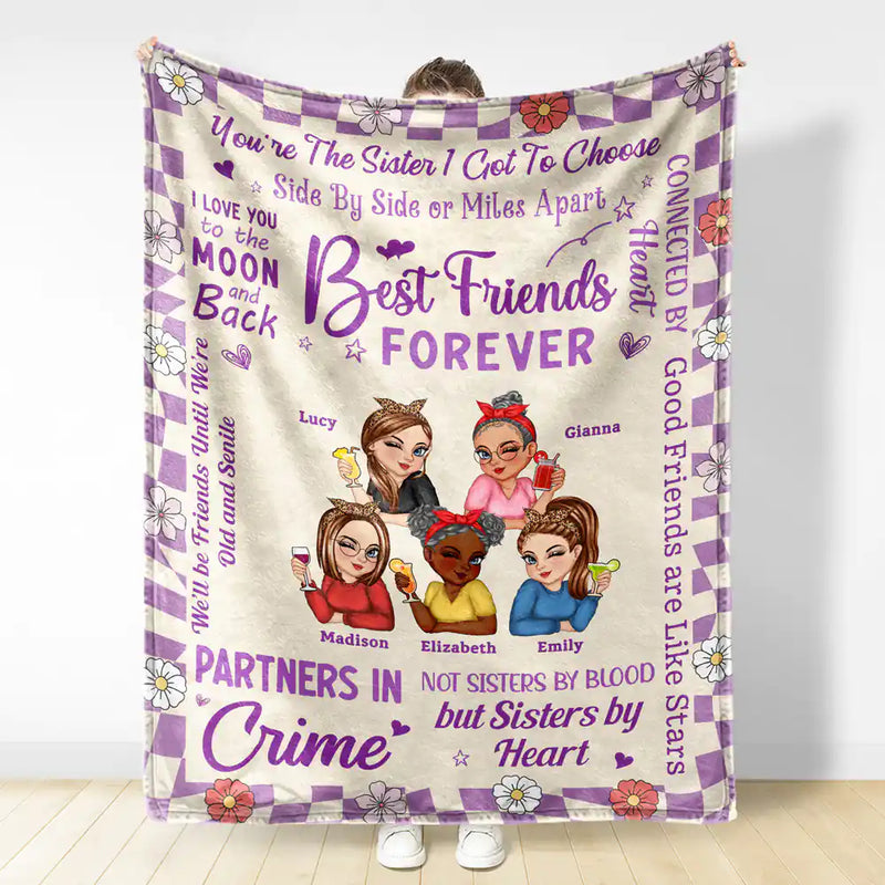 Best Friends Forever Partners In Crime - Personalized Fleece Blanket, Sherpa Blanket