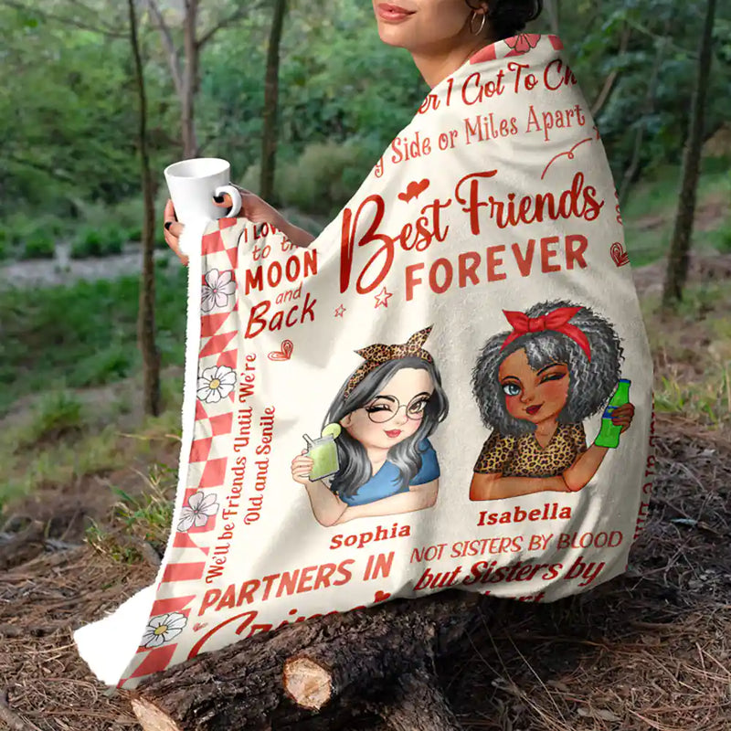 Best Friends Forever Partners In Crime - Personalized Fleece Blanket, Sherpa Blanket