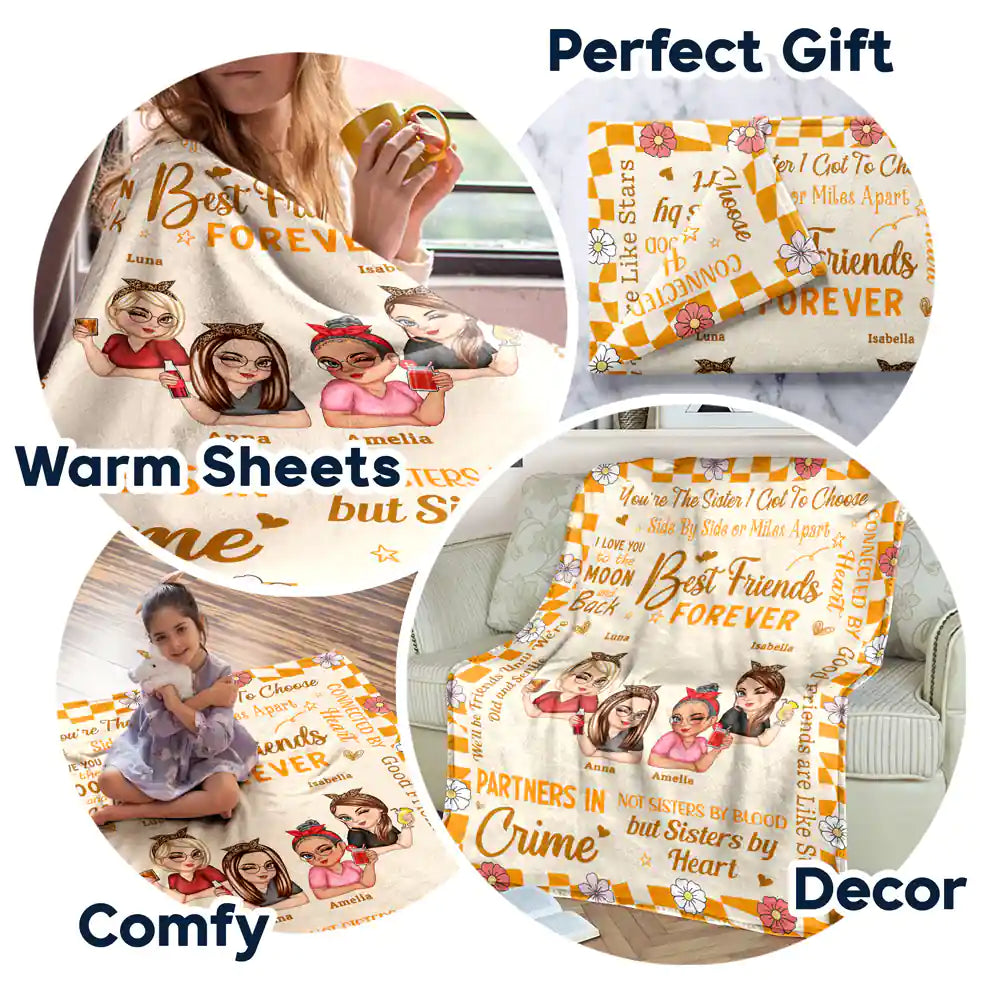 Best Friends Forever Partners In Crime - Personalized Fleece Blanket, Sherpa Blanket
