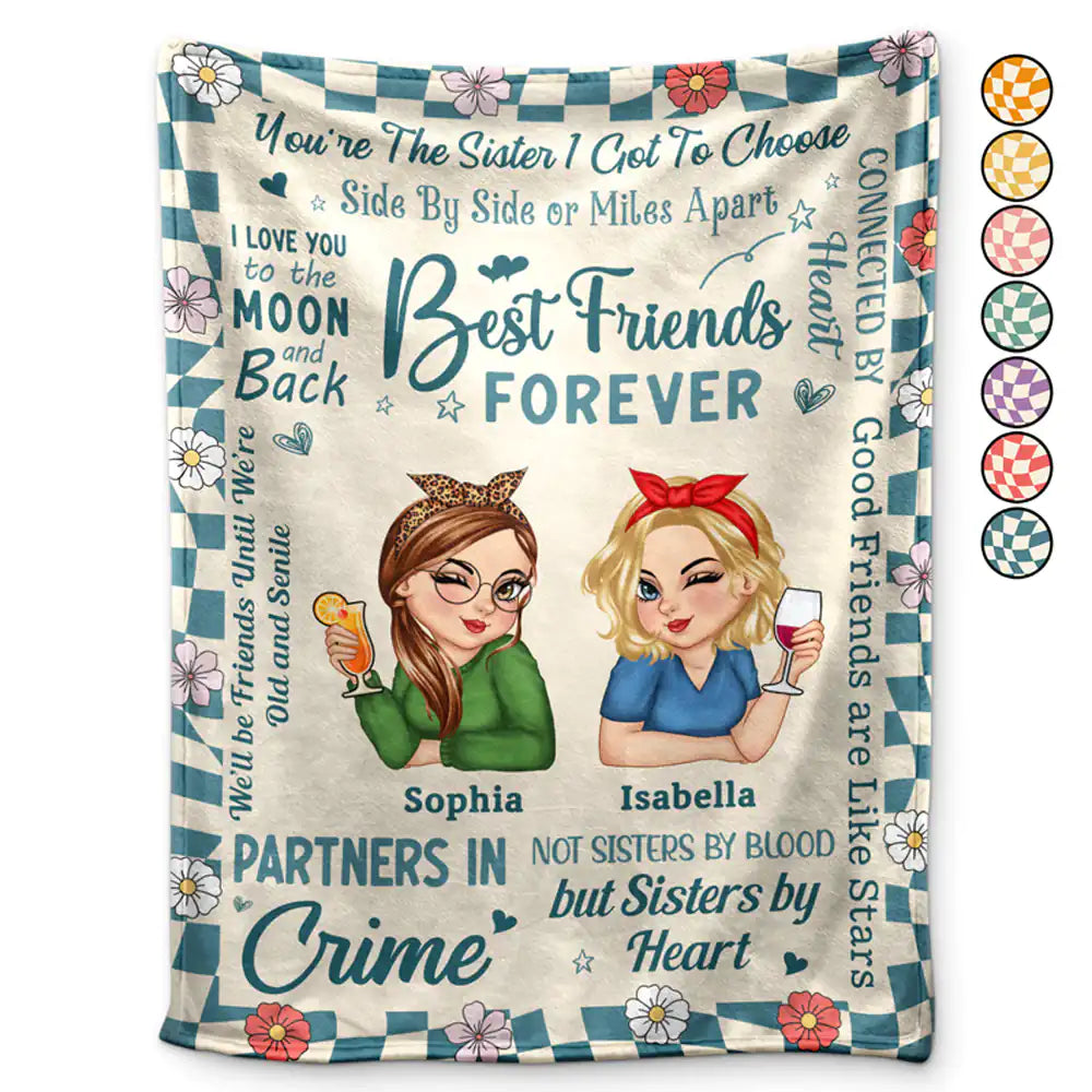 Best Friends Forever Partners In Crime - Personalized Fleece Blanket, Sherpa Blanket