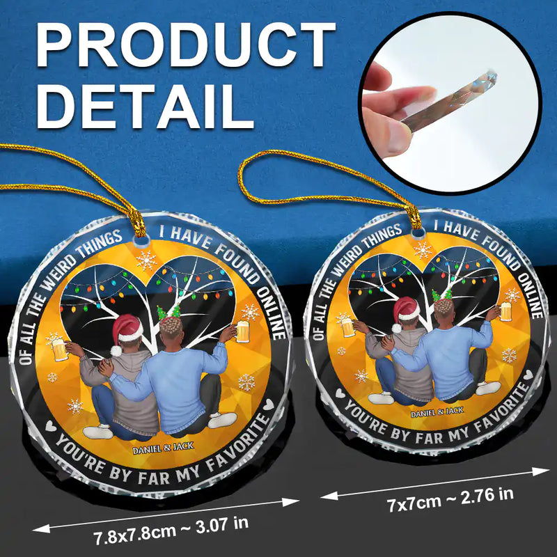 Of All The Weird Things Back View Couple - Personalized Circle Glass Ornament