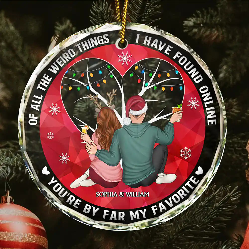 Of All The Weird Things Back View Couple - Personalized Circle Glass O ...
