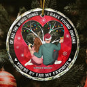 Of All The Weird Things Back View Couple - Personalized Circle Glass Ornament