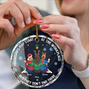 Friendships May Start At The Workplace Christmas Colleagues Backside - Personalized Circle Glass Ornament