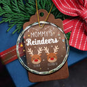 Grandkids Grandma Grandpa Mom Dad Reindeer - Personalized Circle Glass Ornament