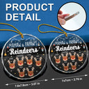 Grandkids Grandma Grandpa Mom Dad Reindeer - Personalized Circle Glass Ornament