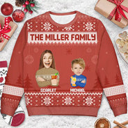 Pull moche unisexe personnalisé avec photo personnalisée, version famille de Noël 2 