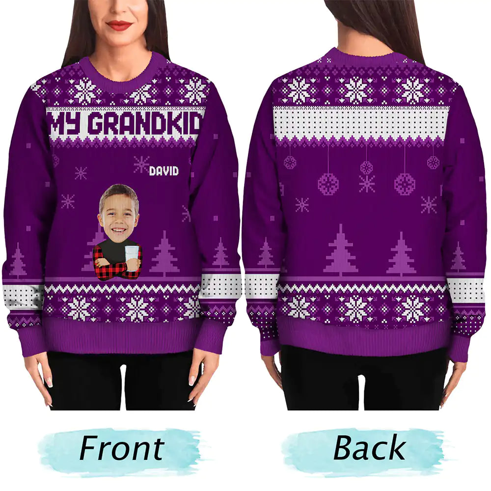 Pull moche unisexe personnalisé avec photo personnalisée, version famille de Noël 2 