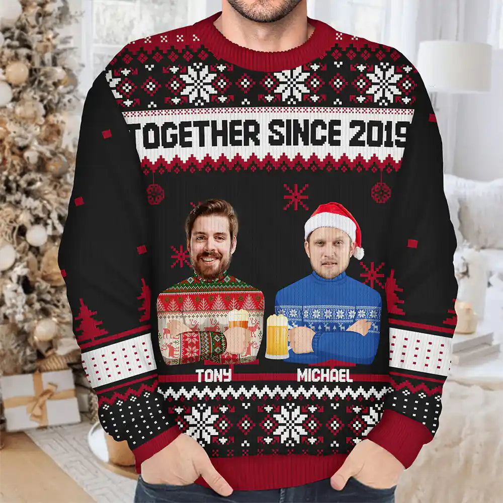 Pull moche unisexe personnalisé avec photo personnalisée, version famille de Noël 2 