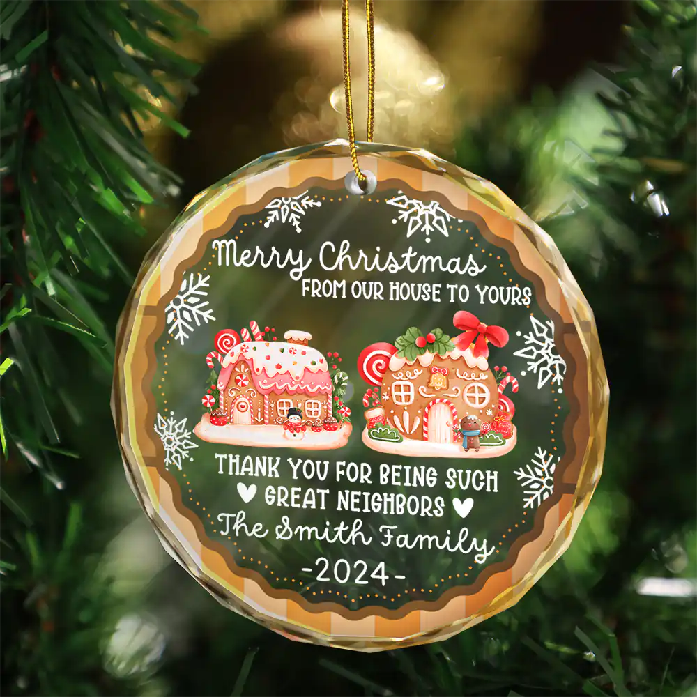 From Our House To Yours Thank You Great Neighbors - Personalized Circle Glass Ornament