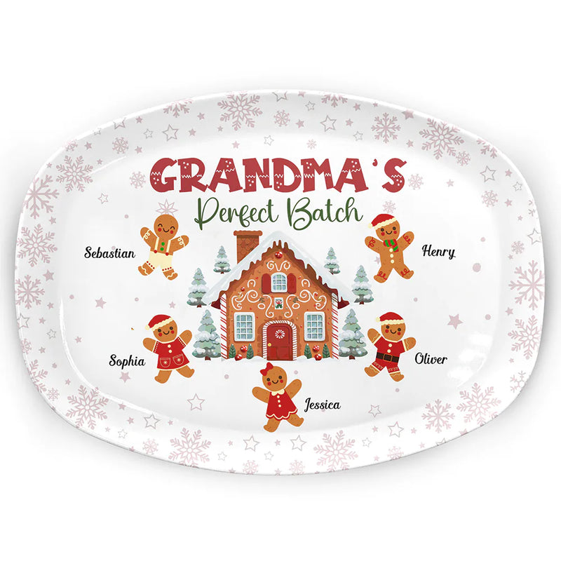 Christmas,Gift For Grandparents,Continue Shopping,Happy - Gingerbread Cookies Grandma Grandpa Perfect Patch - Personalized Plate