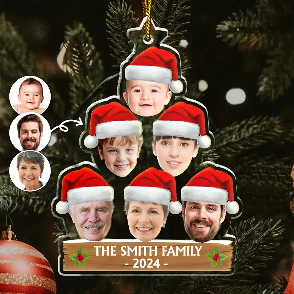 Custom Photo Funny Face Family, Friends - Personalized Cutout Acrylic Ornament