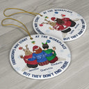 Happy,Gifts For Colleagues,Gift For Bestie,Christmas - Friendships May Start At The Workplace Christmas Colleagues Backside - Personalized Circle Ceramic Ornament