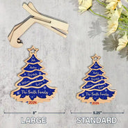 Christmas,Family,Gift For Bestie,Continue Shopping,Happy - Christmas Tree Family Bestie Custom Names Version 3 - Personalized 2-Layered Wooden Plaque With Stand