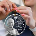 Memorial, Family - Custom Photo Grayscale Memorial Although You Cannot See Me - Personalized Circle Glass Ornament