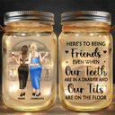 Gift For Bestie,Continue Shopping,Love - Here's To Being Friends Even When We're Old Besties - Personalized Mason Jar Light